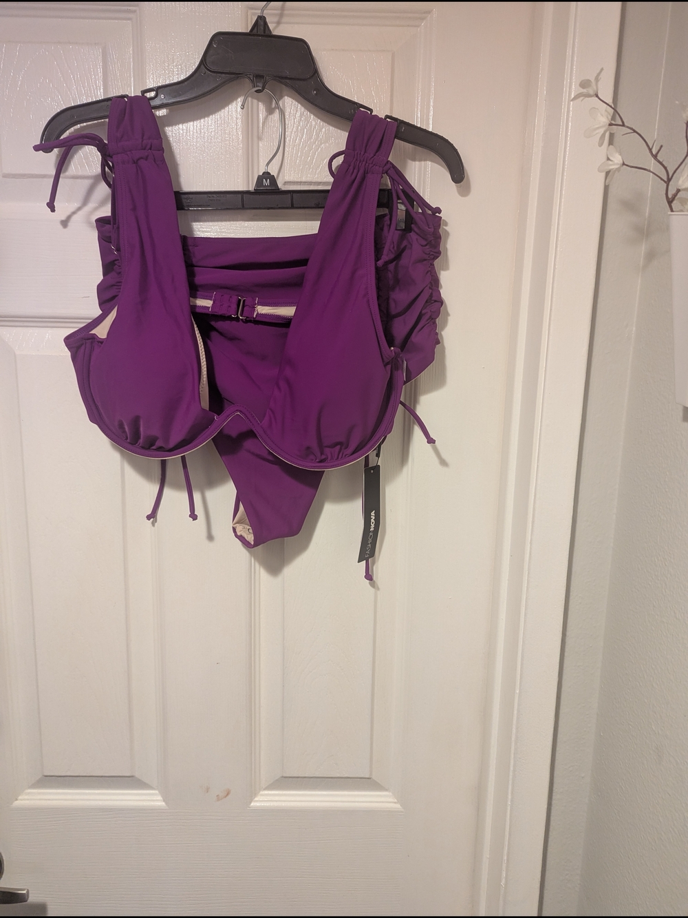 Fashion Nova Purple Underwire Tie-Strap Bikini Set